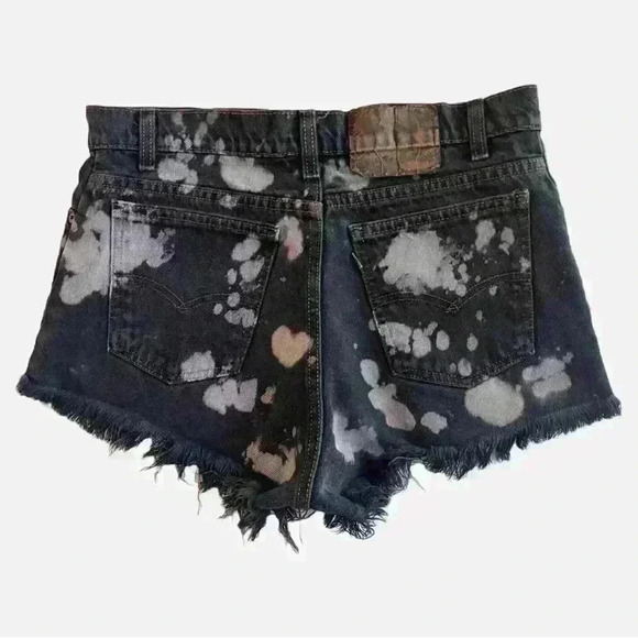 VTG 90s LEVI'S Orange Tab High Rise Black Denim Shorts 31” Waist - Picture 1 of 8